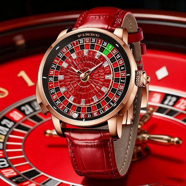 PINDU Men's Luxury Mechanical Fashion Watch NH35 Waterproof Sapphire Glass Roulette Top Brand Rotating Feature