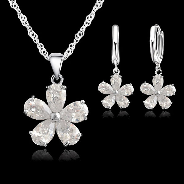 Newest Wedding Jewelry Sets Necklace Earring Jewelry Sets Cubic Zirconia CZ Jewelry Set 925 Sterling Silver Jewelry Set
