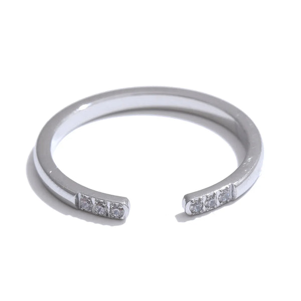 Stainless Steel Ring Adjustable Zirconia Opening Thin Fashion Selection Jewelry Gift